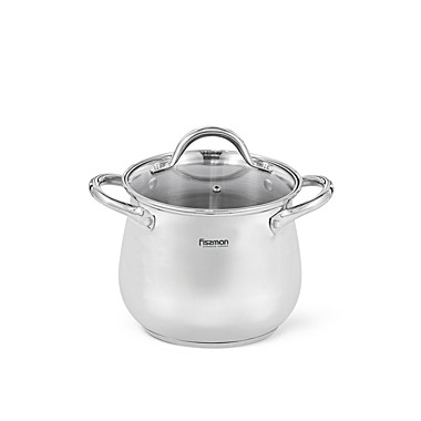 Кастрюля FAVIO 18x16 см / 4,0л со стеклянной крышкой (нерж.сталь)