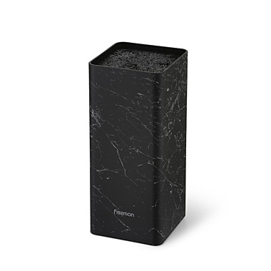 Подставка для кухонных ножей 10x10x22см квадратная, цвет ЧЕРНЫЙ МРАМОР (пластик)