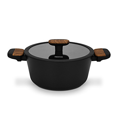 Кастрюля FEORELLA 22x10,5см / 3,36л со стеклянной крышкой (алюминий)