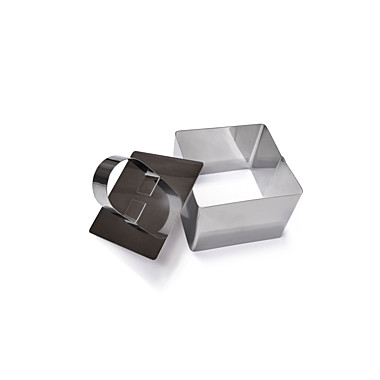 Кулинарное кольцо с прессом 8x8x5,5 см квадратное (нерж. сталь)