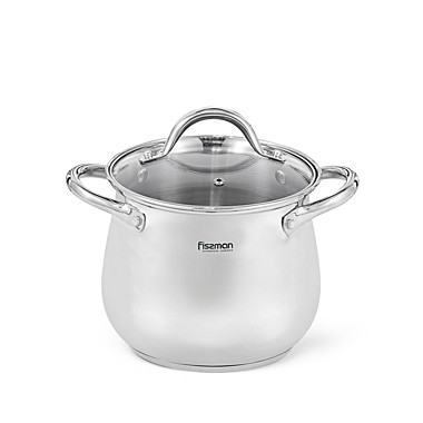 Кастрюля FAVIO 22x18,5 см / 7,0л со стеклянной крышкой (нерж.сталь)