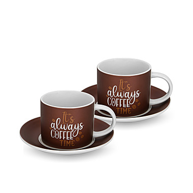Набор из 2-х чашек 240 мл IT'S ALWAYS COFFEE с блюдцами (фарфор)